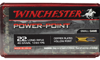 Winchester Power Point 22LR 40gr HP copper plated